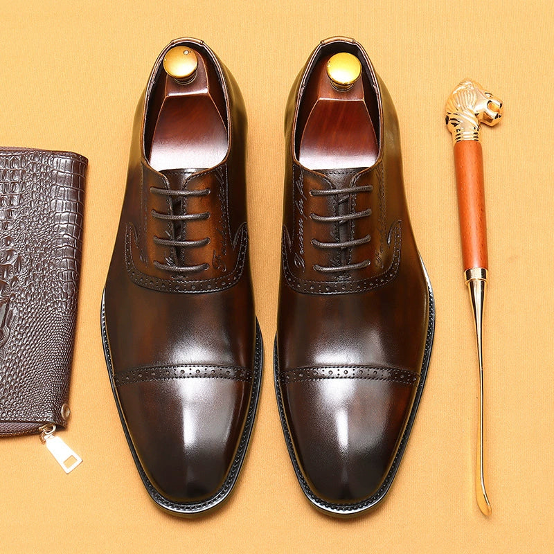 Men’s 3-Cap Toe Brogue Oxford Shoes 96111
