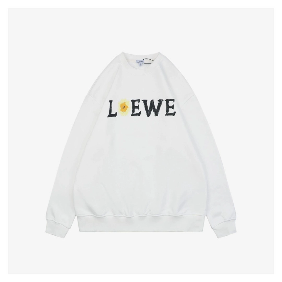 L Daisy Logo Printed Crewneck Sweatshirt (Black/White)