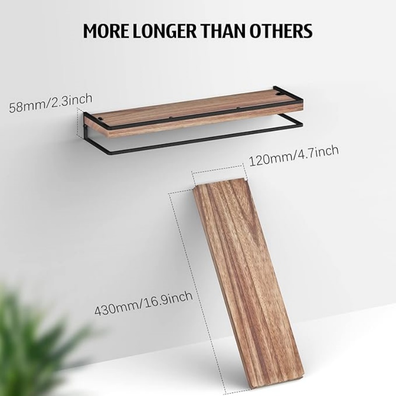 Floating Shelves Black 17 inch