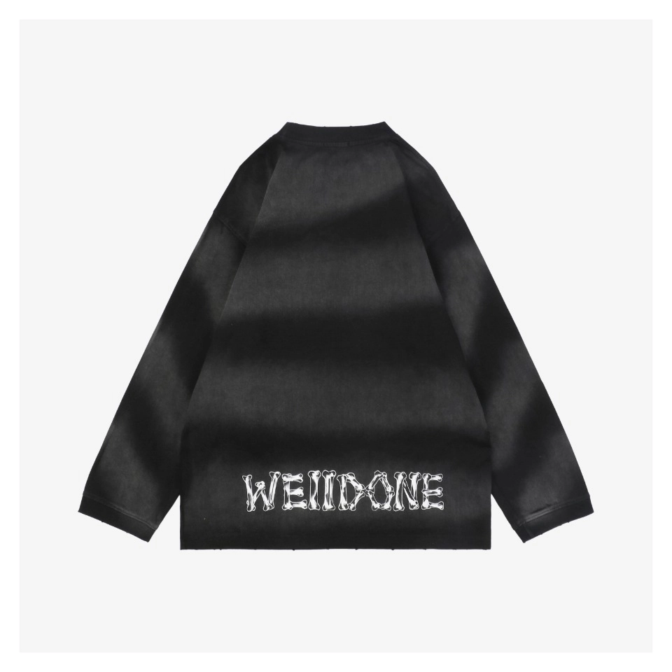 We11done Skeleton Raised Hands Bear Print Shirt Black