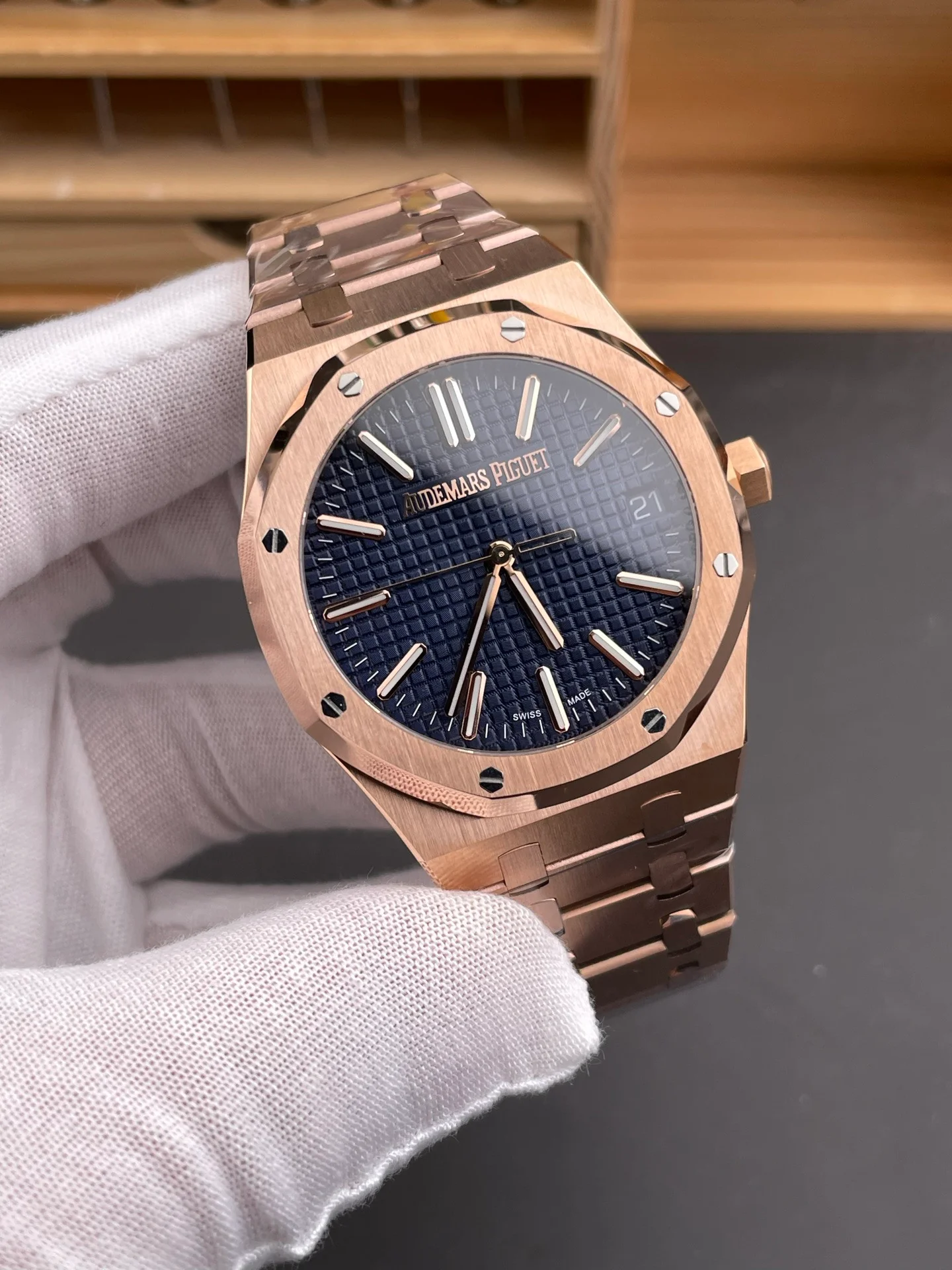 Royal Oak 15510 Rose Gold Blue Dial