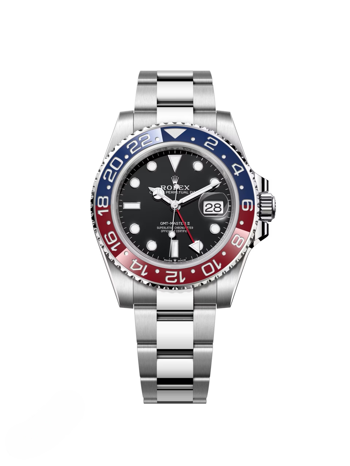 [2026 Mirror Grade]RLX Steel GMT-Master II 40 Watch - Blue And Red Pepsi Bezel - Black Dial - Oyster Bracelet  | Ref 126710blro-0002