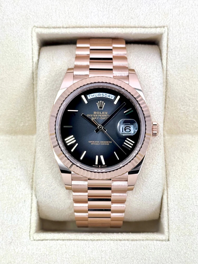 [2026 Mirror Grade]RLX  Day-Date President 40mm Everose Gold Slate Roman Ombre Smoke Dial - 228235