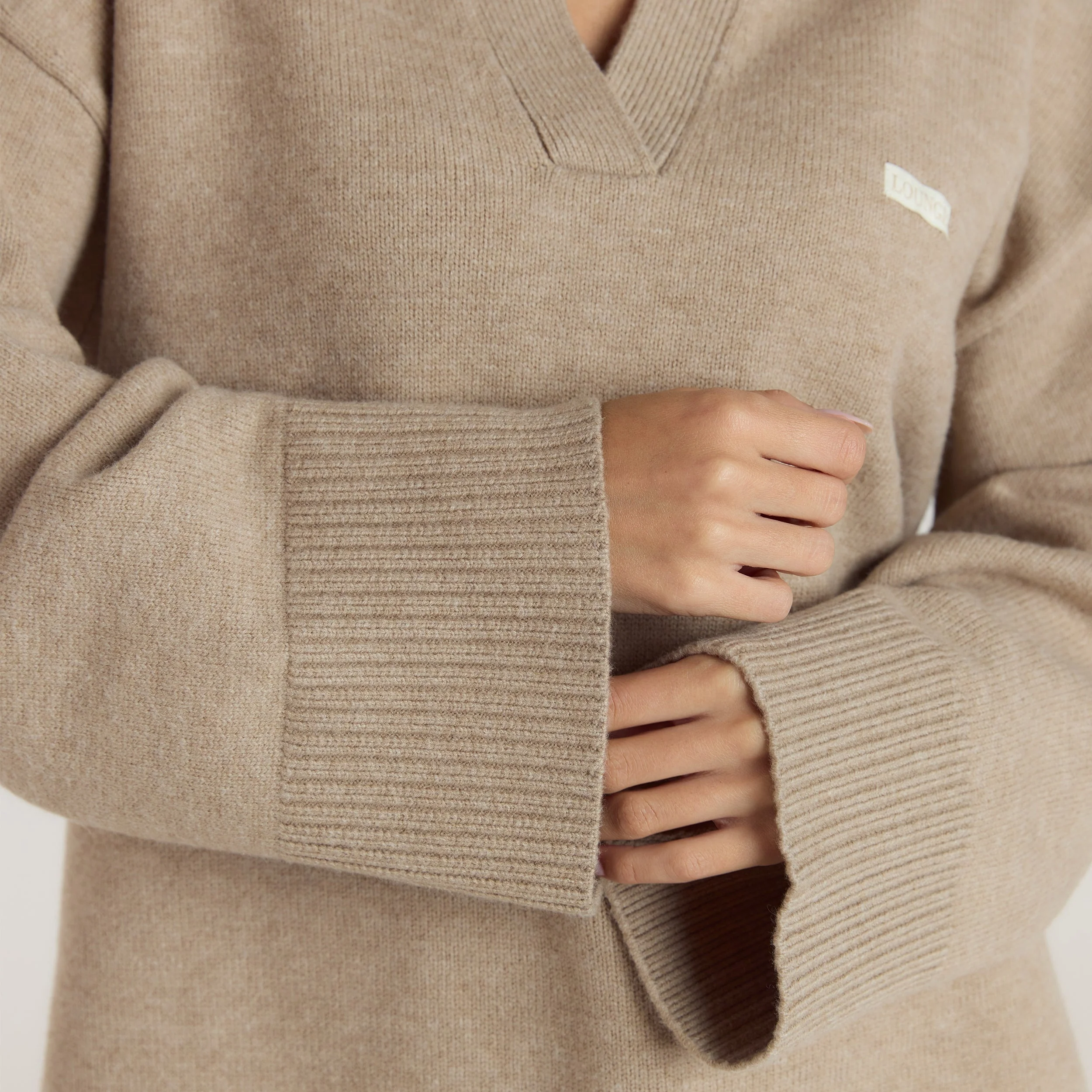 Half Placket Knitted Jumper - Mink