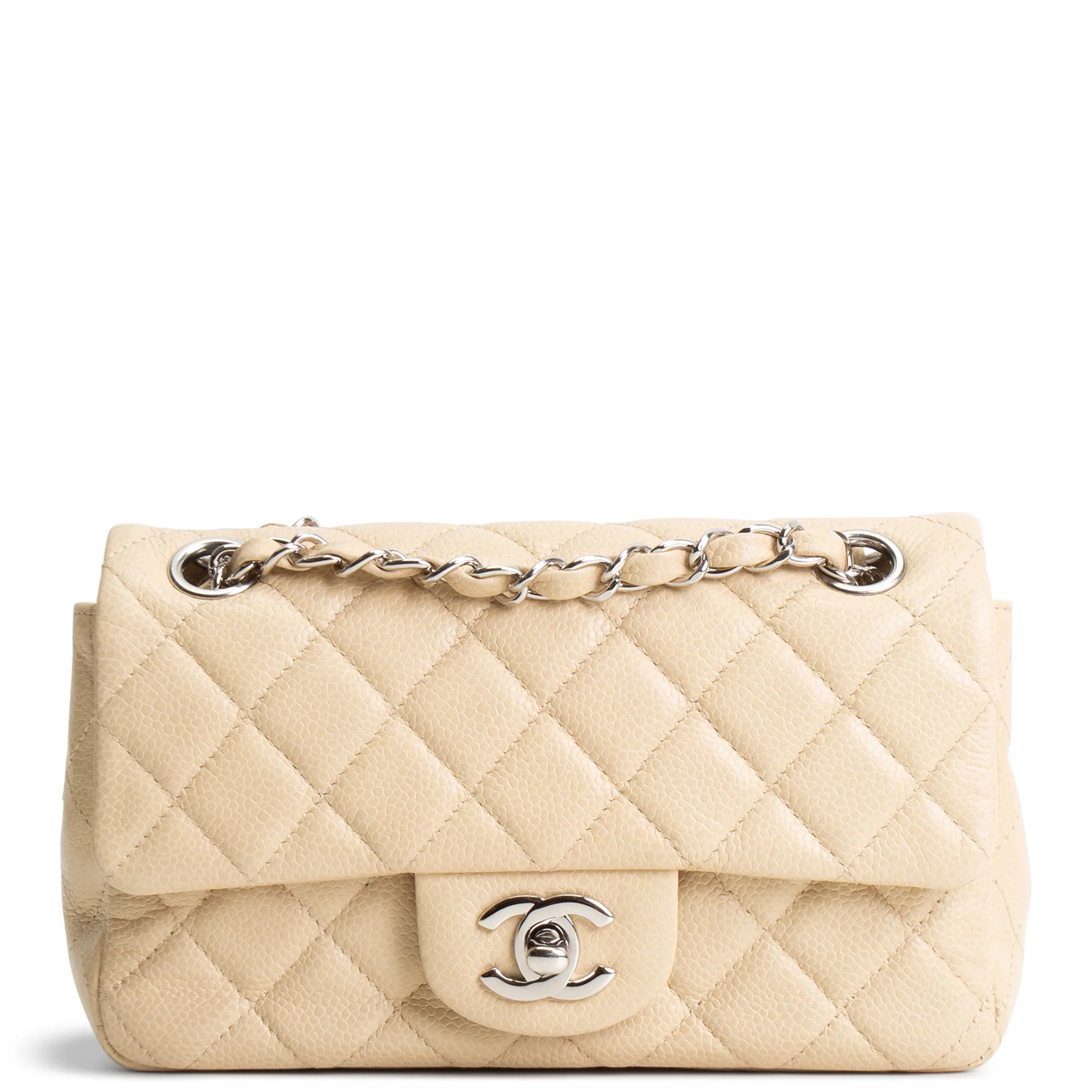 CHANEL Caviar Mini Rectangular Single Flap Bag - Neutral