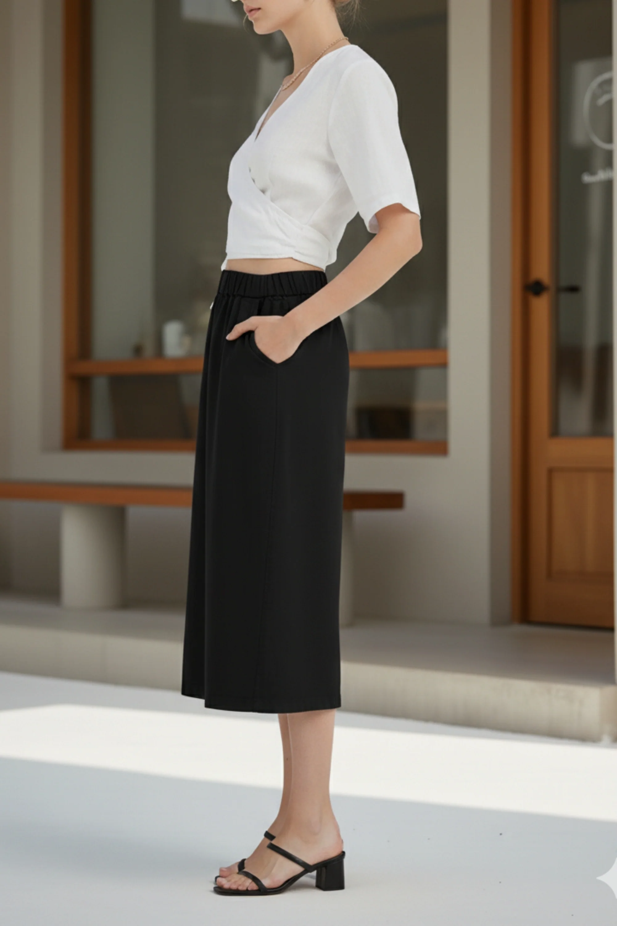 Black Straight Fit Skirt