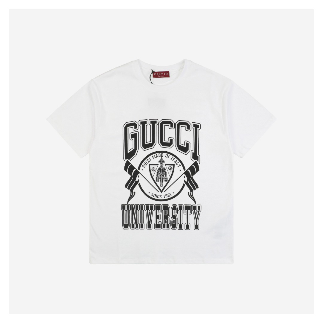 G Crest G Letter Print T-Shirt (Black/White)