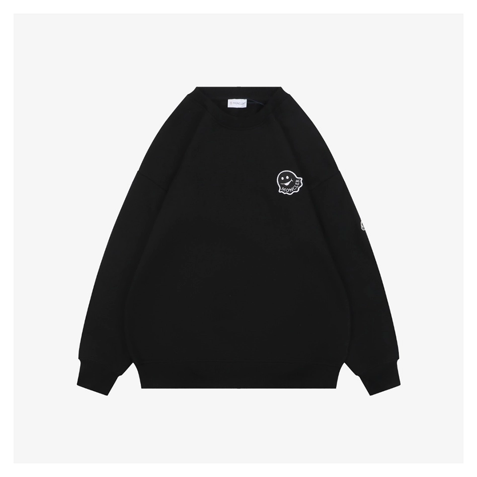 Mxxcler Ghost Patch Crewneck Sweatshirt (White/Black)