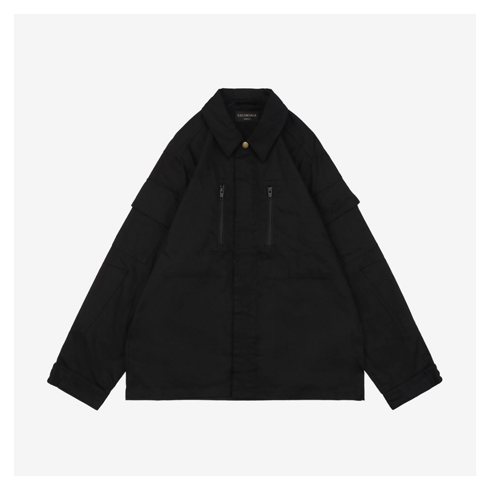 Blcg Double-Zip Cotton Shirt Jacket (Olive/Black)