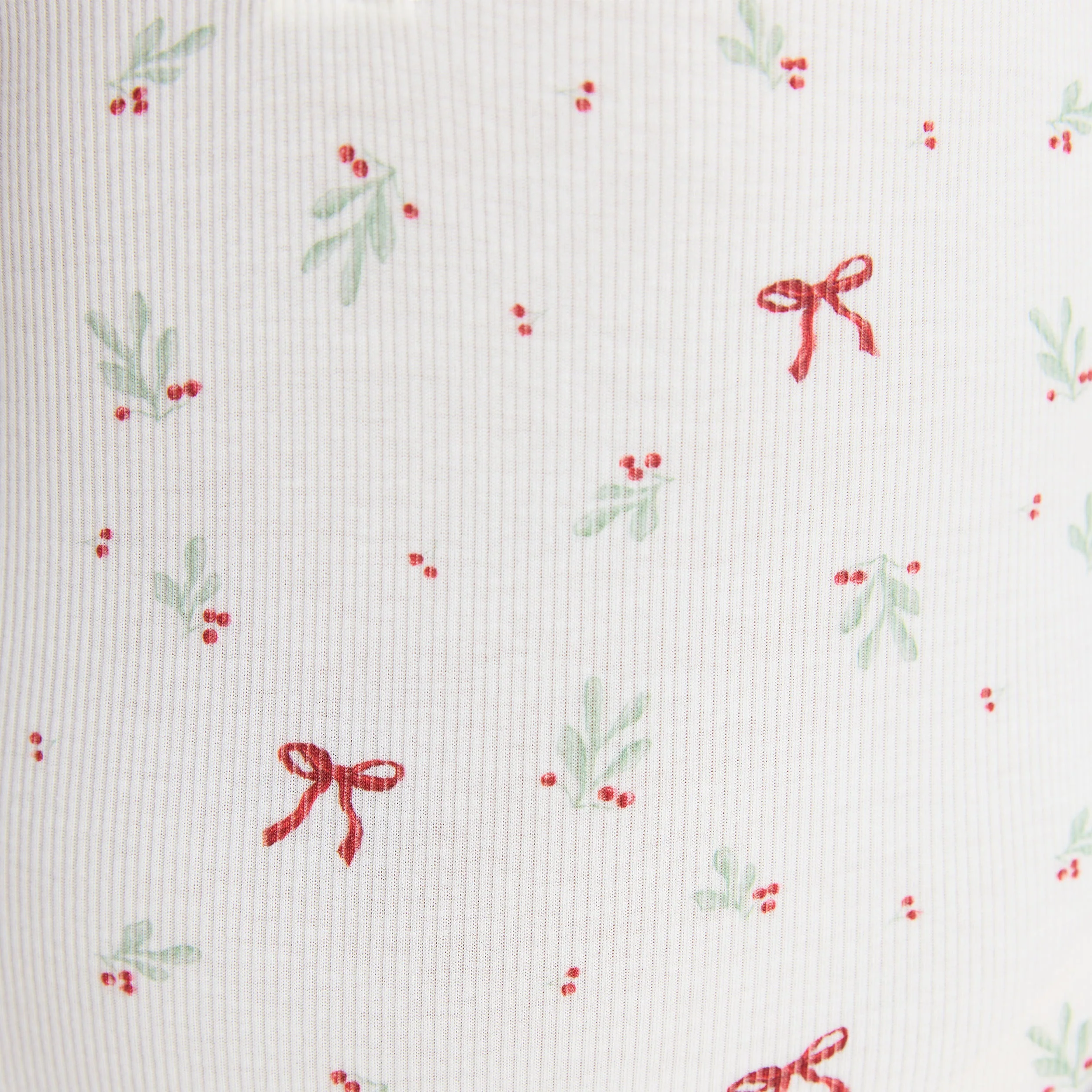 Mistletoe Ribbed Romper - Bow Print