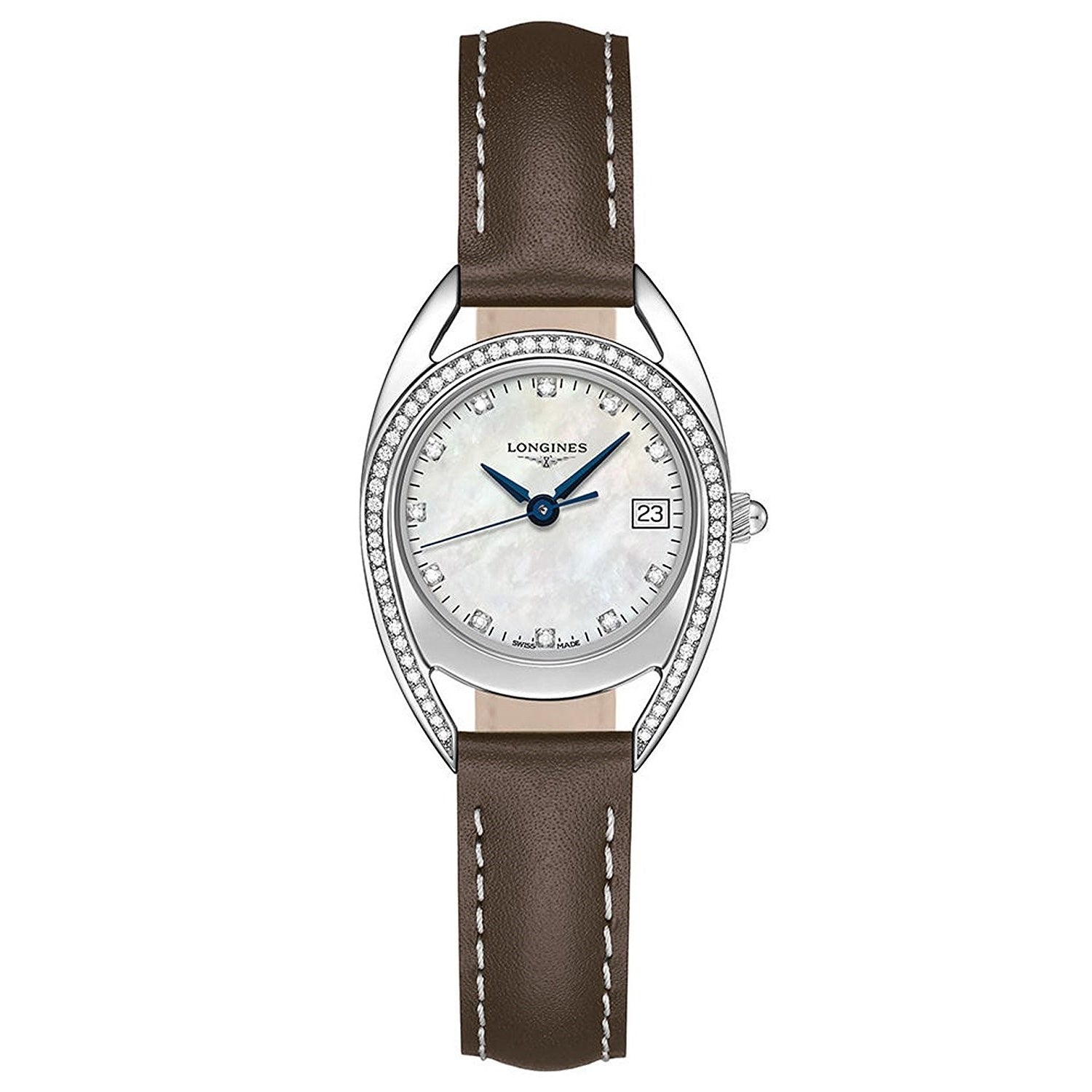 [2026 Mirror Grade]Longines Women's L6.136.0.87.2 Equestrian Diamond Brown Leather Watch