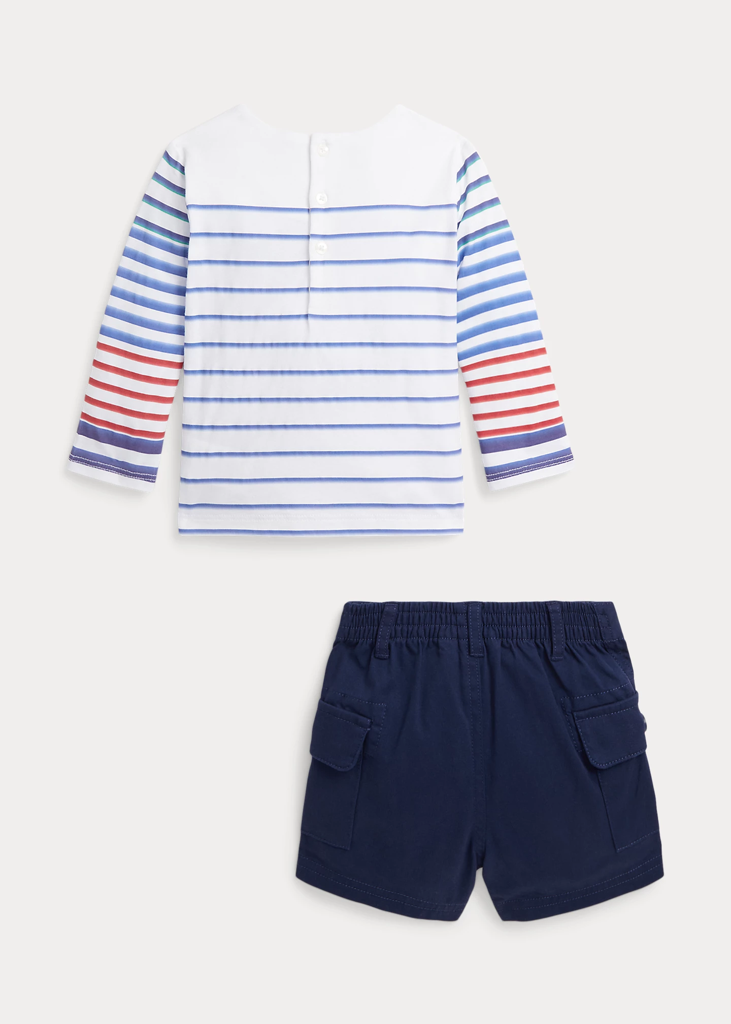 Striped Cotton Tee & Cargo Short Set