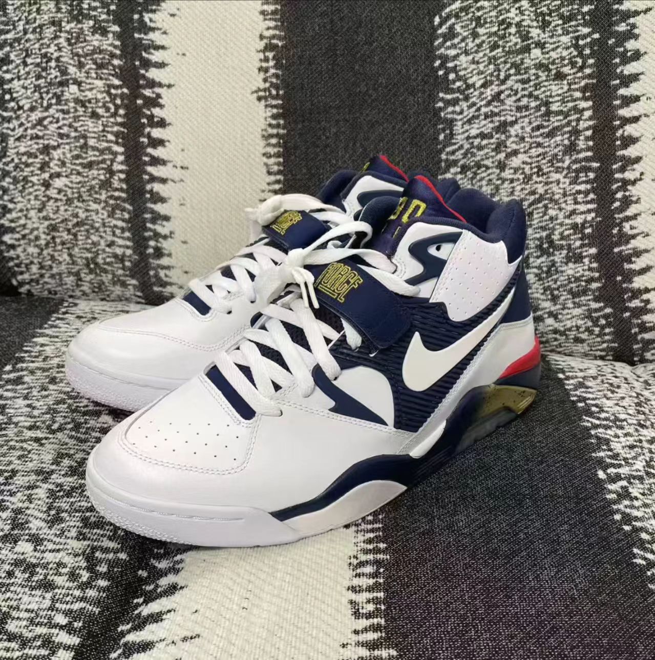 Nike Air Force 180 White Navy Red Gold