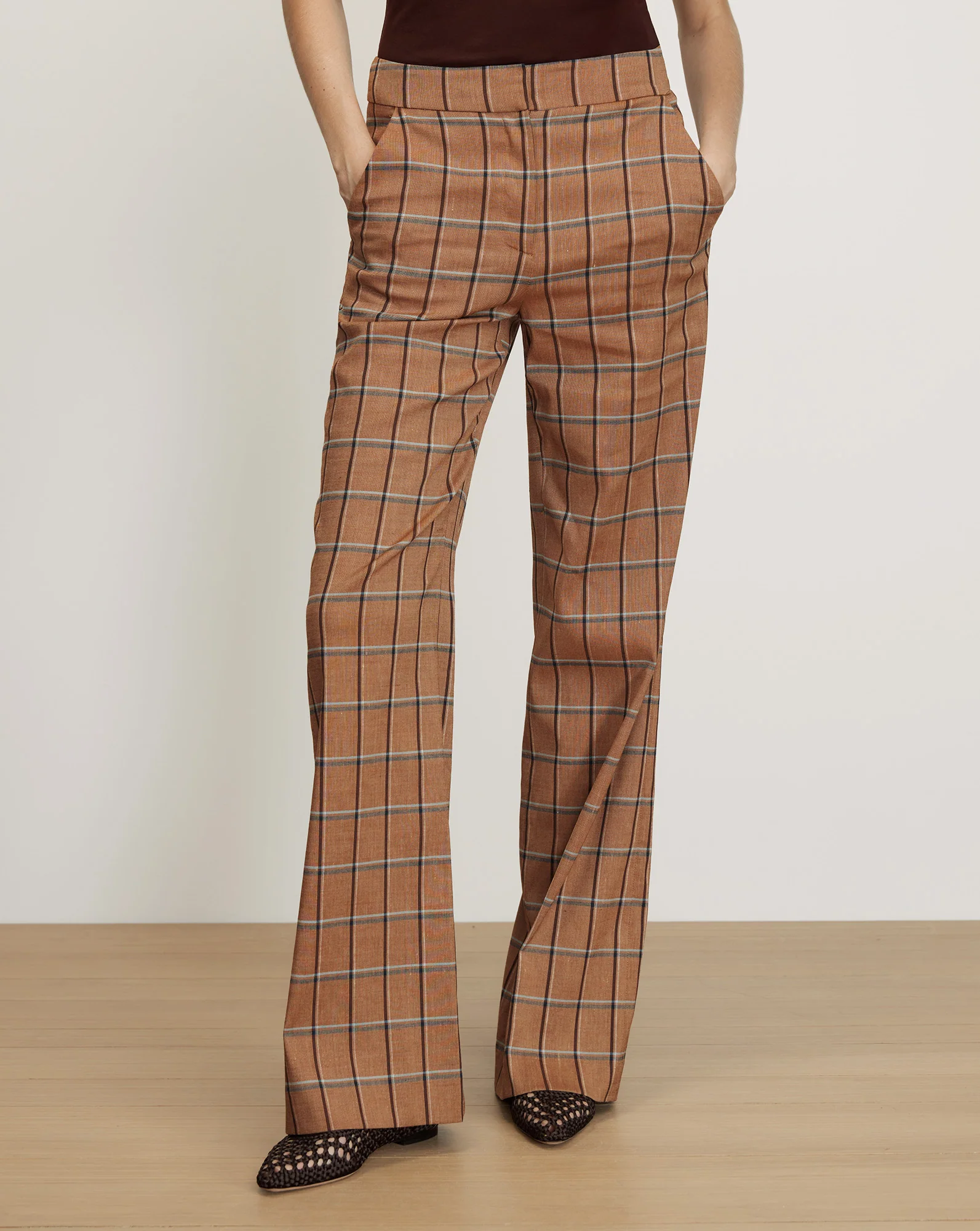 Tonelli Plaid Wide-Leg Pant