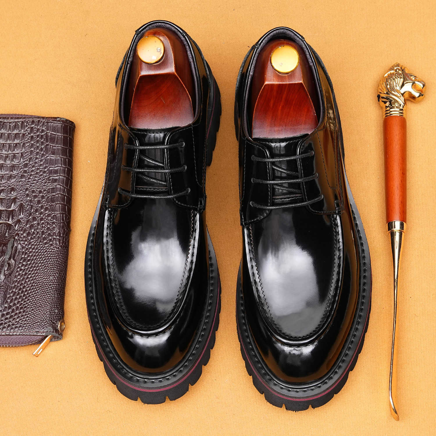 2026 New Men’s Patent Leather Business Derby Shoes 23730