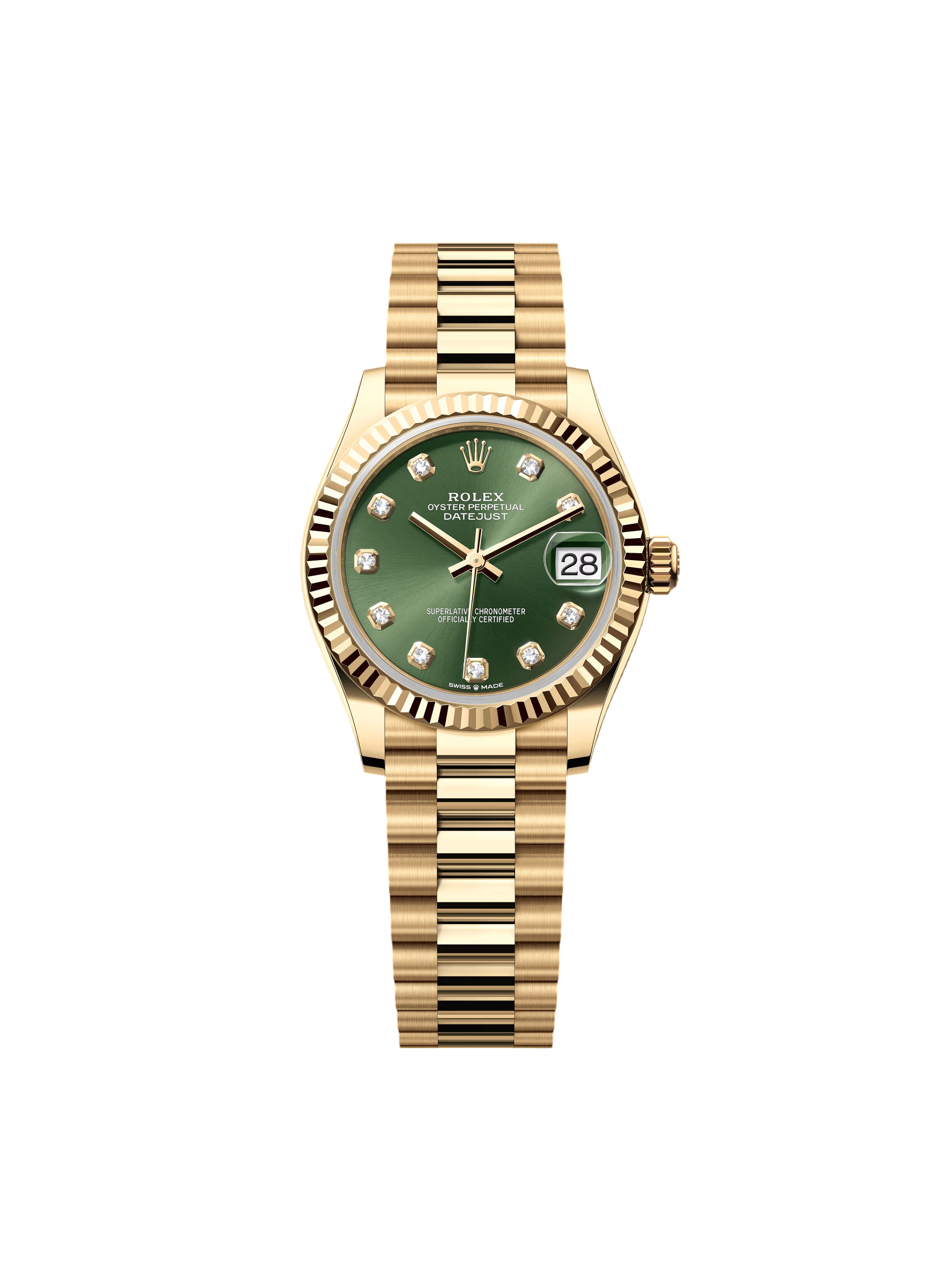 [2026 Mirror Grade]RLX Datejust m278278-0011 Olive Green 31mm Dial President Bracelet Watch
