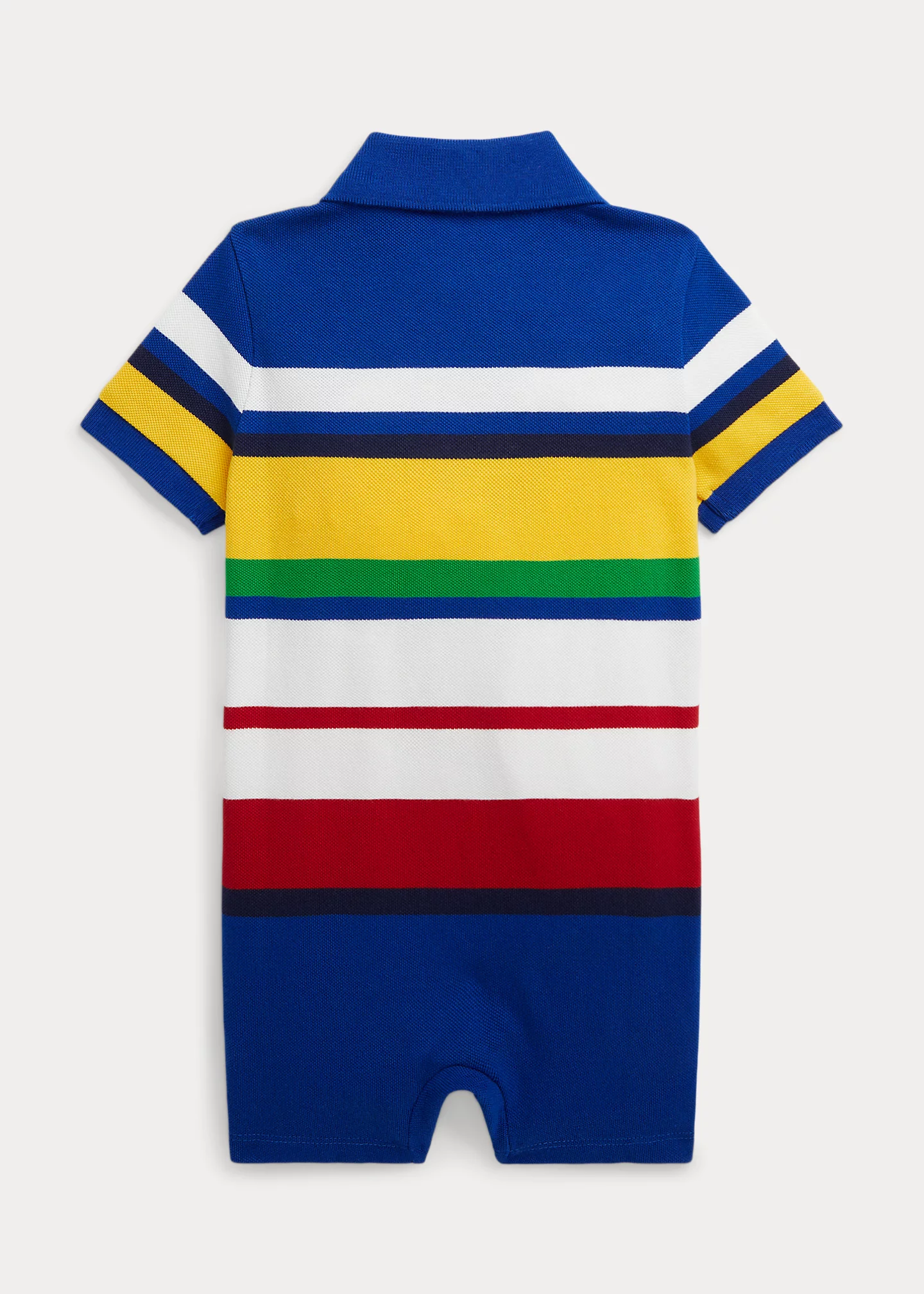 Striped Cotton Mesh Polo Shortall