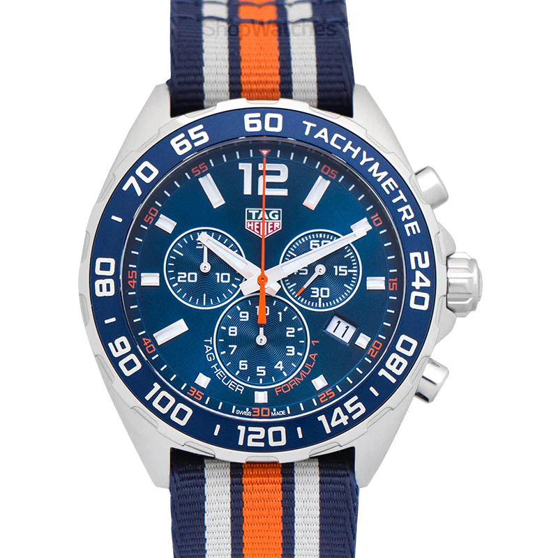 [2026 Mirror Grade]Tag Heuer Formula 1 Chronograph 43mm Blue Dial NATO Strap Watch for Men - CAZ1014.FC8196