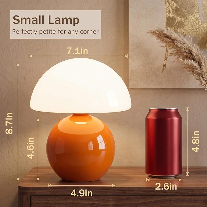 DESIGNLUME Mushroom Lamp Table Lamp for Bedroom
