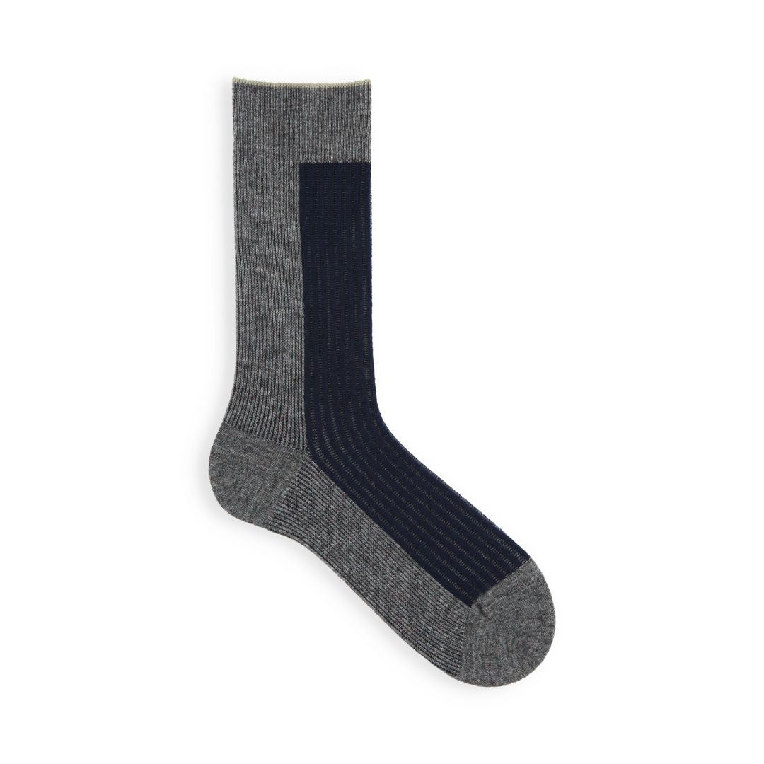 022140095 Merino Bicolour Rib Linking Crew Socks M