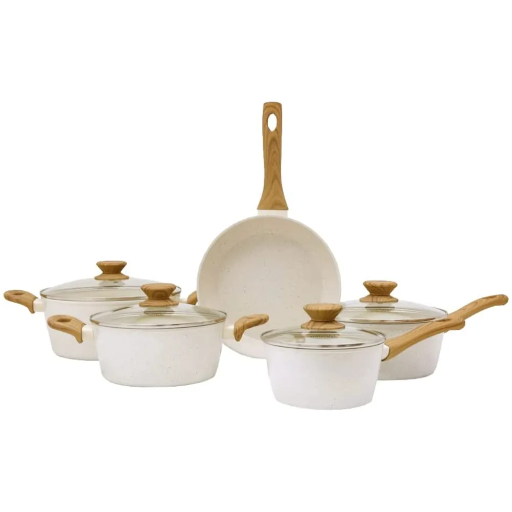 Mimo Style Marmol Vanilla 5-Piece Aluminum Induction Cookware Set