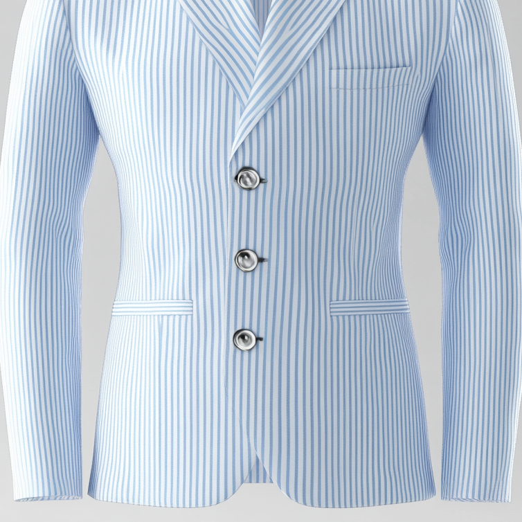 Men's Lapel Collar Three Button Long Sleeve Striped Blazer