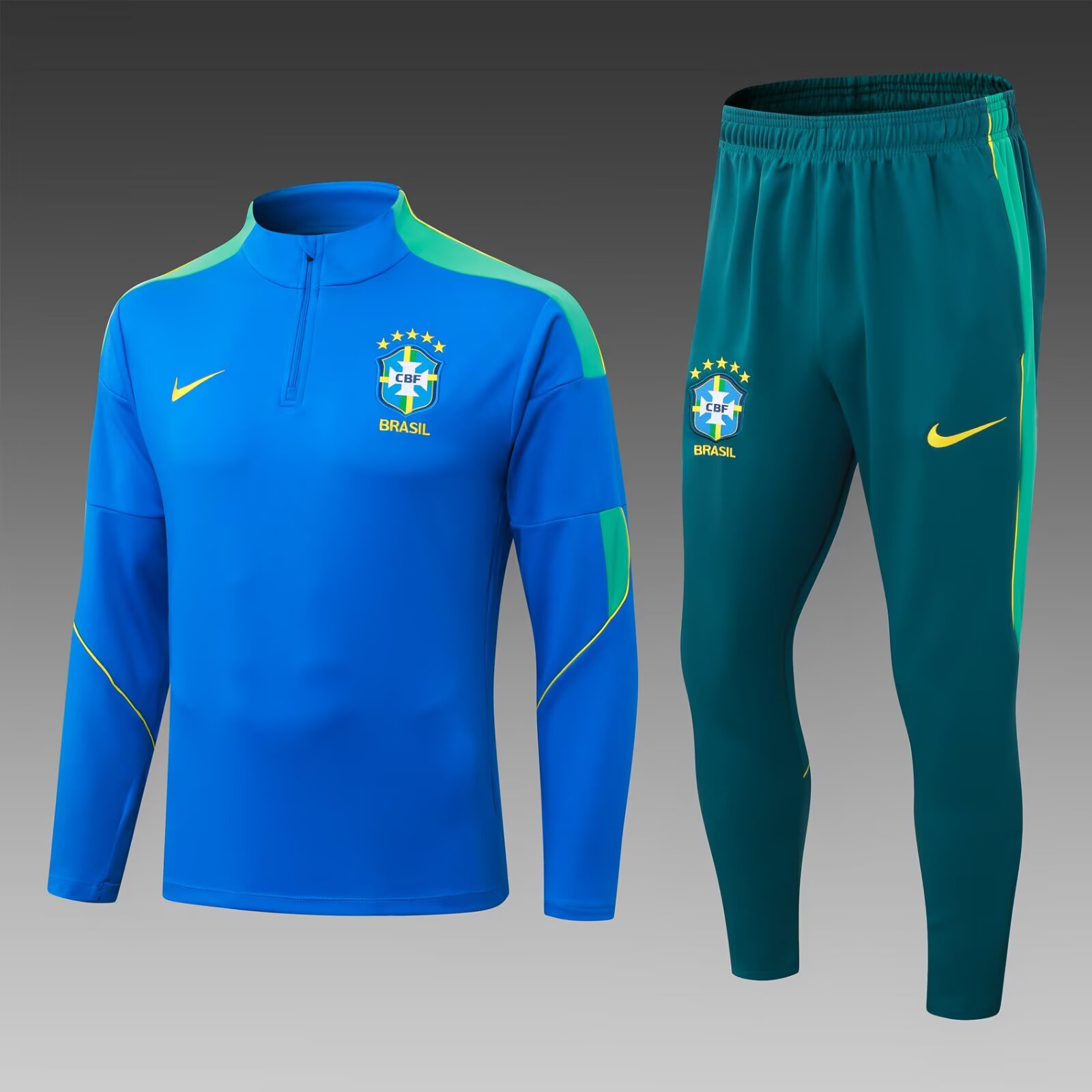 2026 Brazil Half-Zip Training Suit Blue Jersey Set