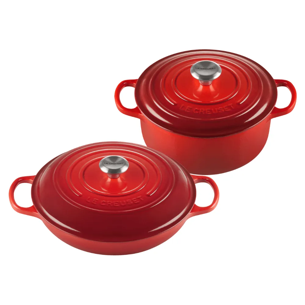 Le Creuset 22 cm Dutch Oven and 30 cm Buffet Casserole Set - Red