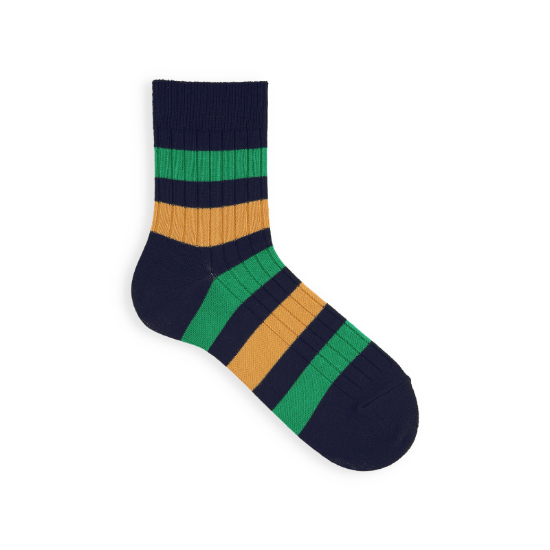 062130032 Wide Tricolour Stripes Short Socks