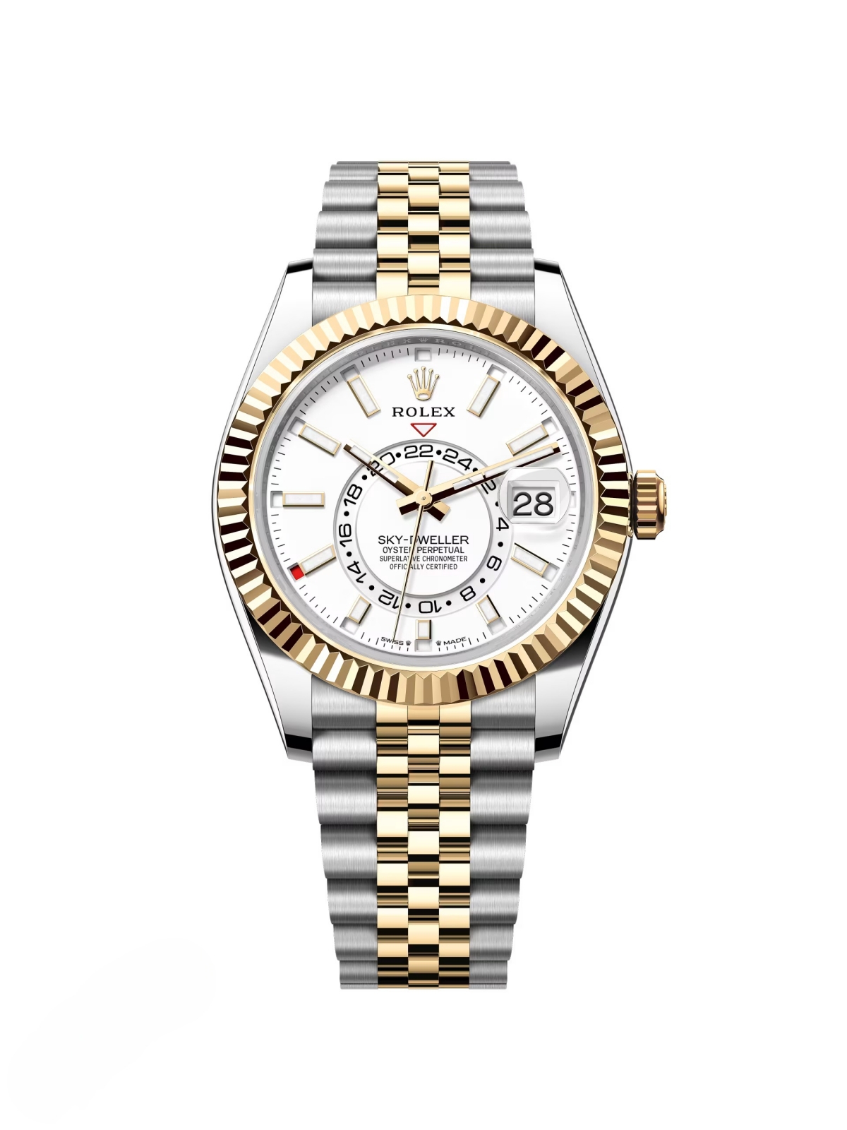 [2026 Mirror Grade]RLX  Sky-Dweller 42mm Two-Tone Yellow Gold White Dial Jubilee - 336933 - New 2025