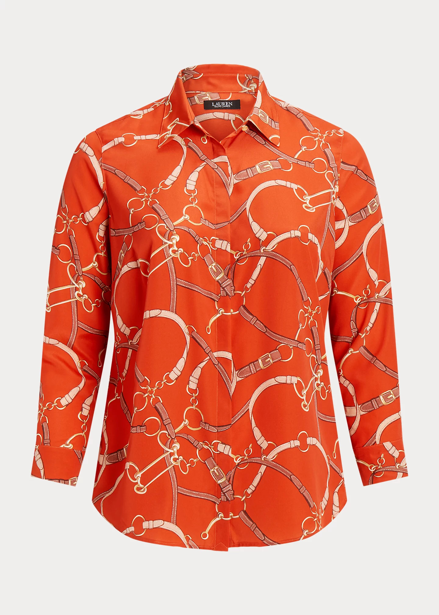 Belting-Print Crepe Shirt