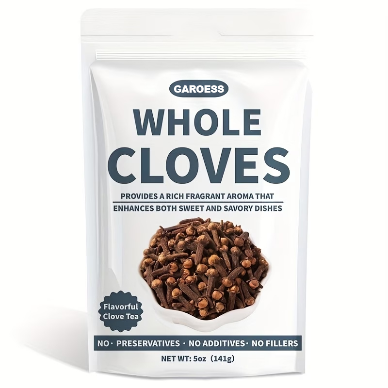 5 ounces (141g) whole cloves – a natural, hypoallergenic cooking and baking spice free from preservatives with a two-year shelf life. A versatile staple for the kitchen, offering a pure, natural culinary choice.