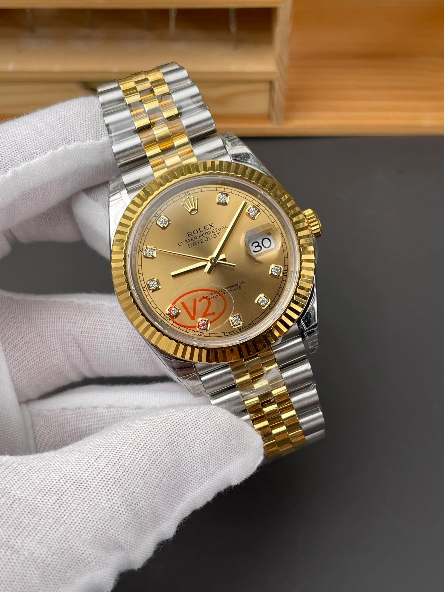 Two-tone Champagne Diamond Dial Datejust V2 Version
