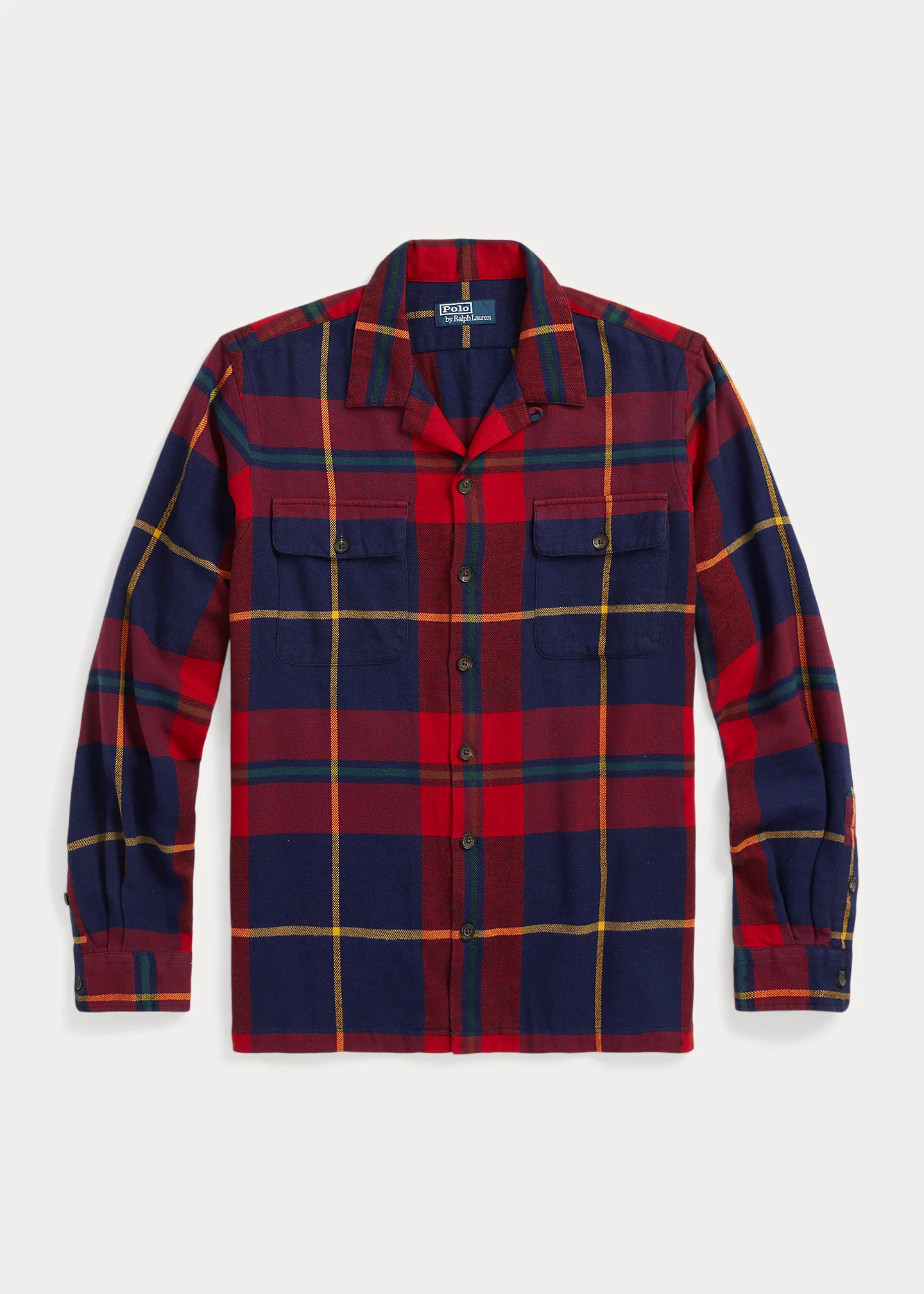 Classic Fit Plaid Twill Camp Shirt