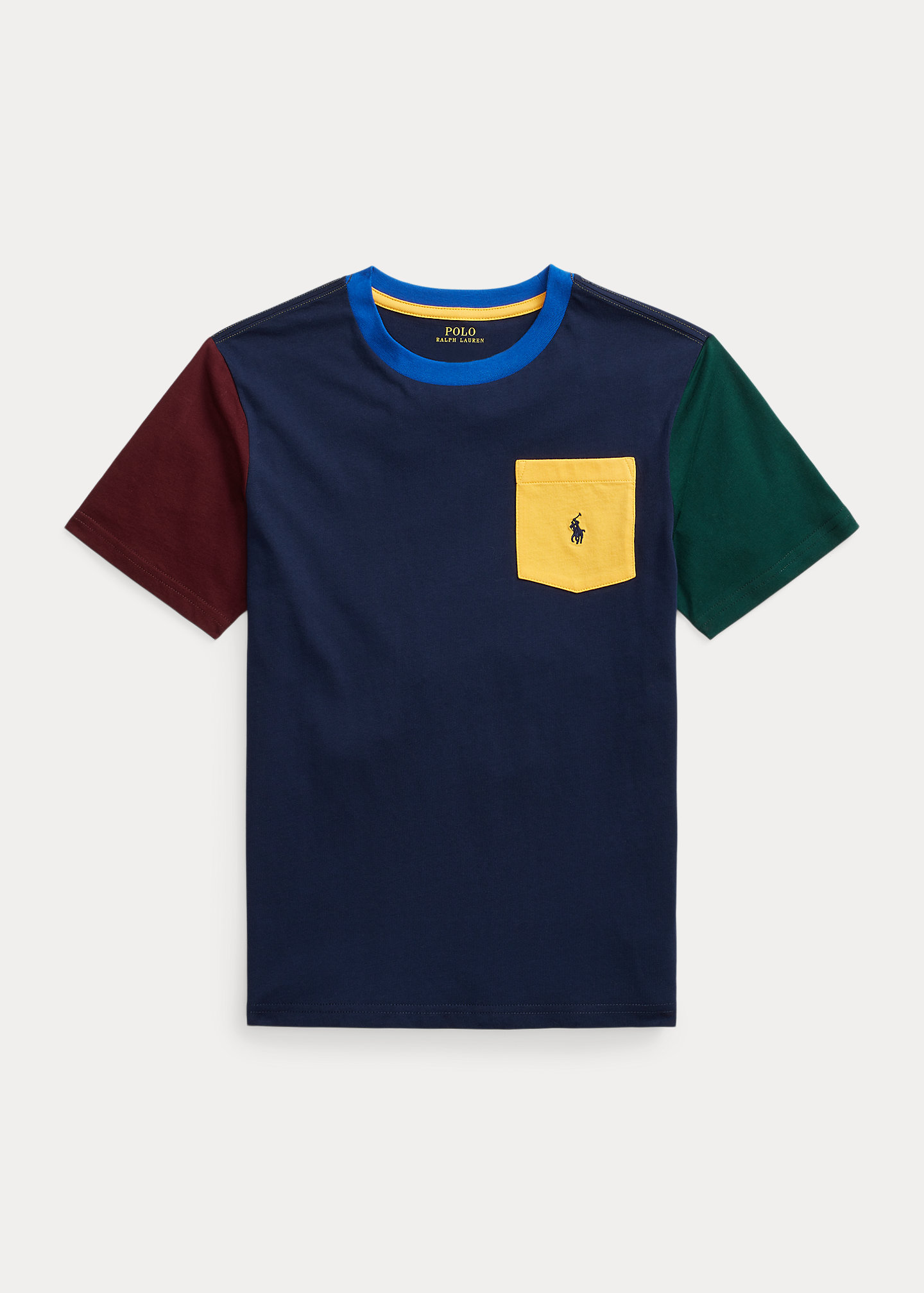 Color-Blocked Cotton Pocket Tee