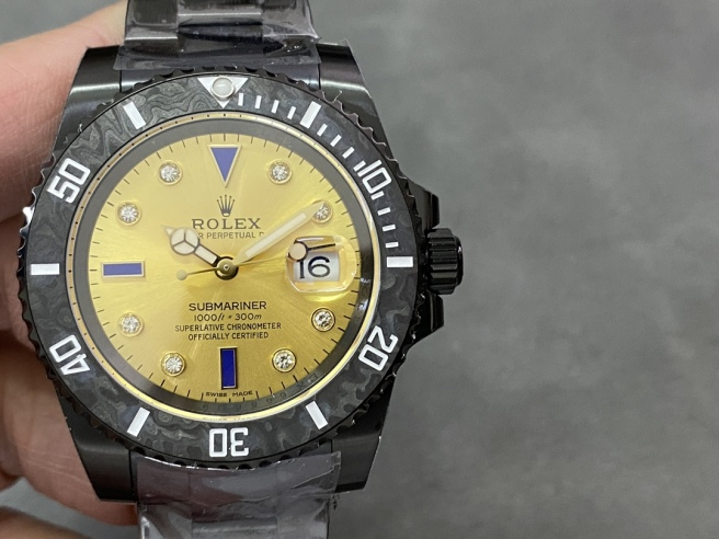 [2026 Mirror Grade]Rolex Submariner Diw 116610 PVD-DLC Stainless Steel Carbon Fiber Bezel Champagne Dial