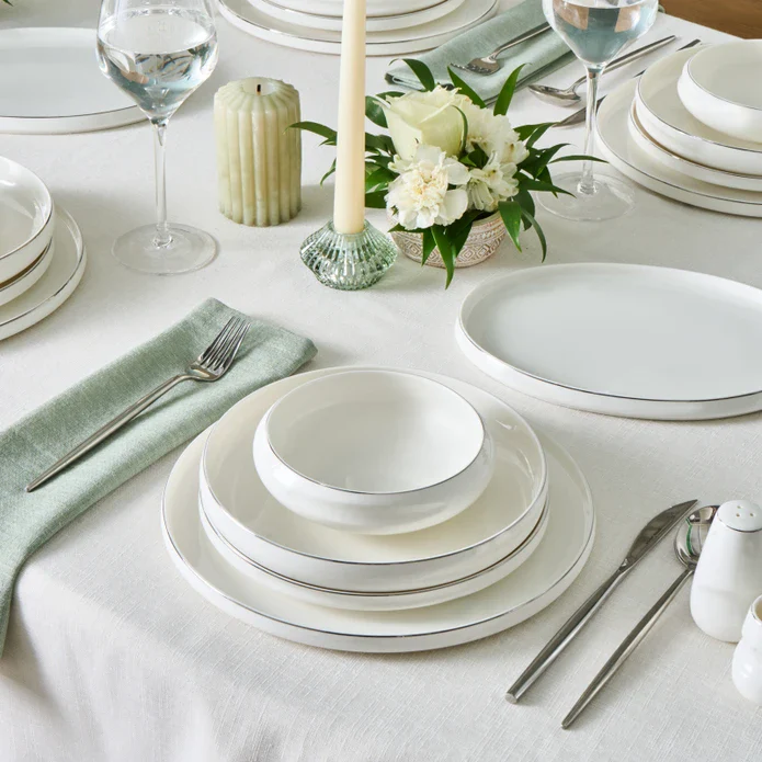 Karaca Stream Bone Sunset Platine Service de Table 53 Pièces pour 12 Personnes