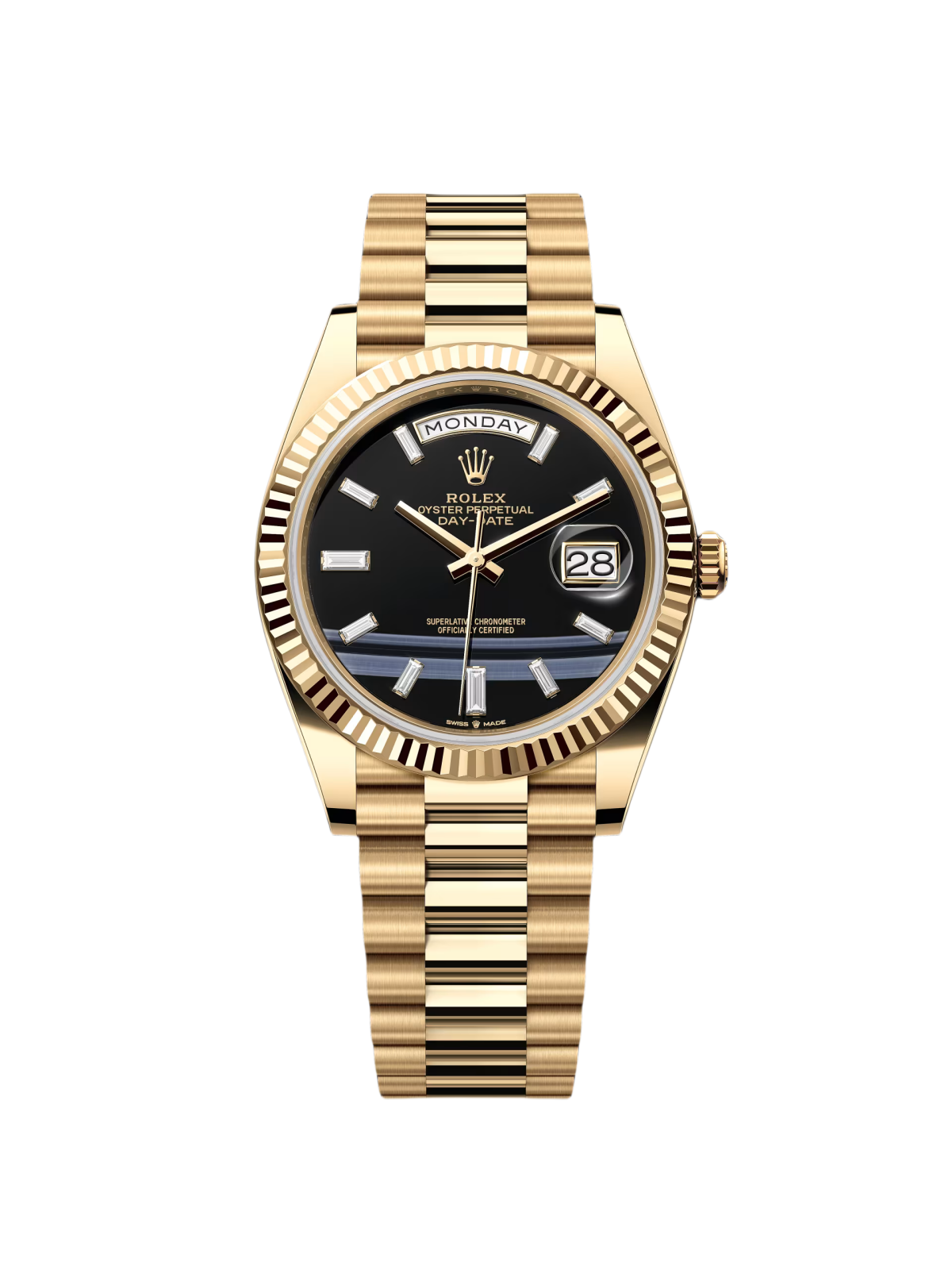 [2026 Mirror Grade]RLX Yellow Gold President Day Date 40mm Onyx Diamond Dial - 228238