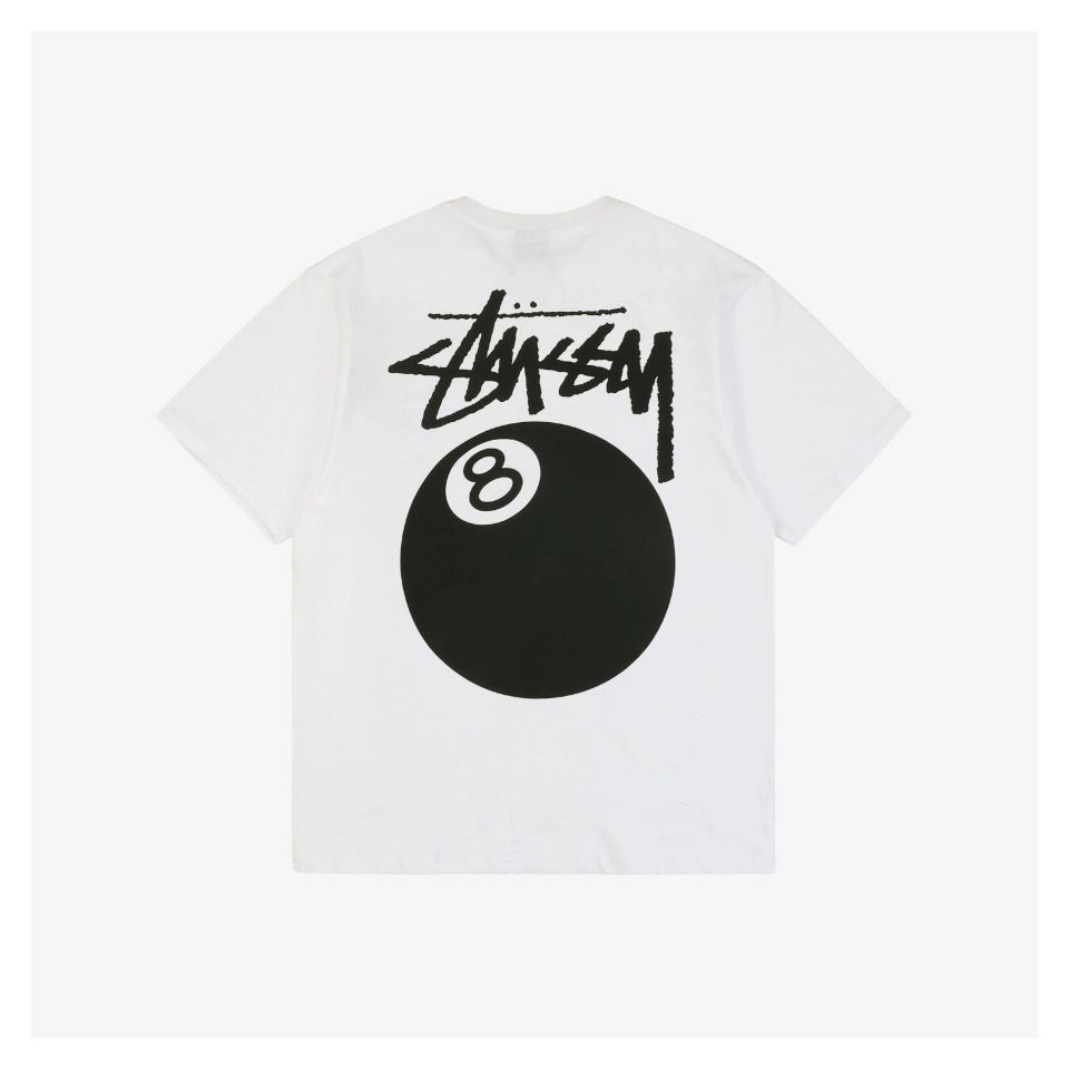 Stussy 8 Ball Logo Print T-Shirt (Black/White)