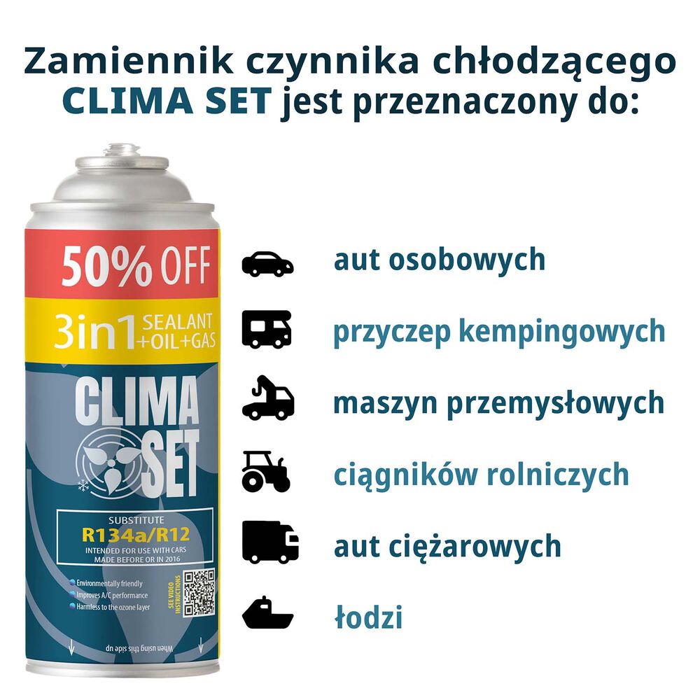 CLIMASETGaz do klimatyzacji 3w1 ClimaSet R134a 2 x 626 g