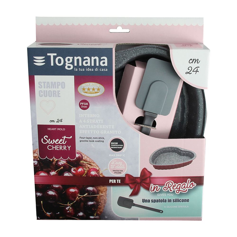 TOGNANA Forma do pieczenia 24 cm Tognana Sweet Cherry, w kształcie serca, szpatułka