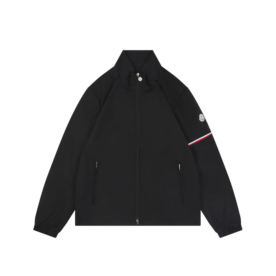 Mxxcler Logo Patch Nylon Stand Collar Jacket (White/Black)