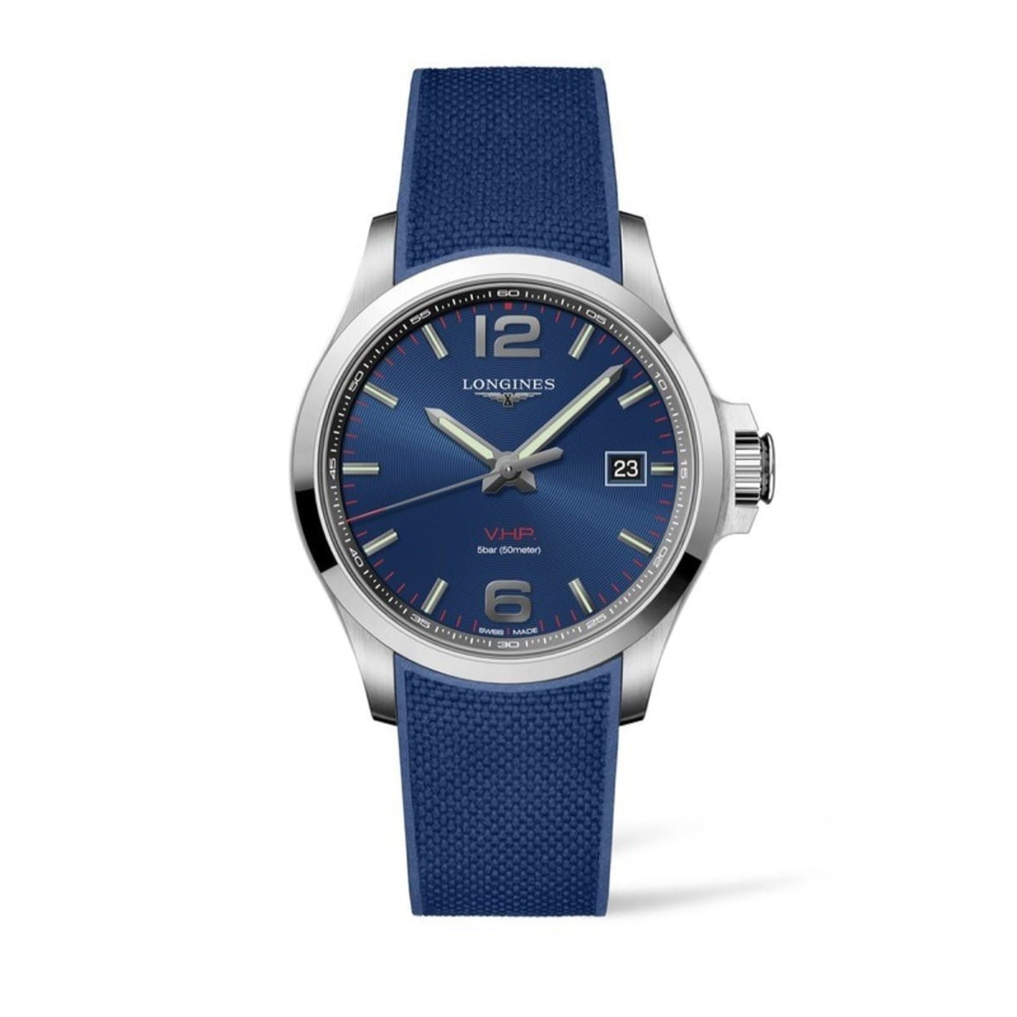 [2026 Mirror Grade]Longines Men's L3.726.4.96.9 Conquest Blue Rubber Watch