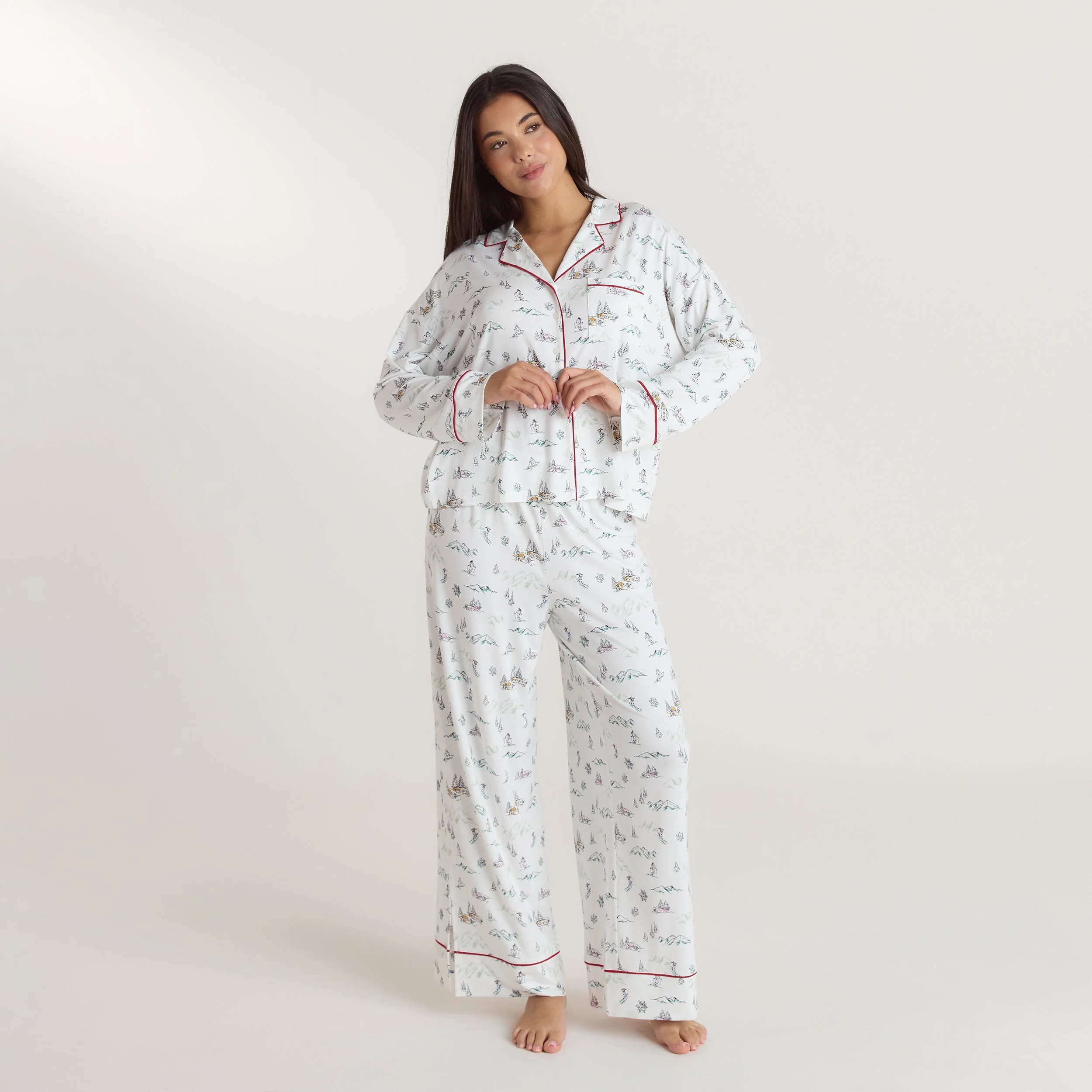Alpine Dreams Pajama Shirt - Ski Print