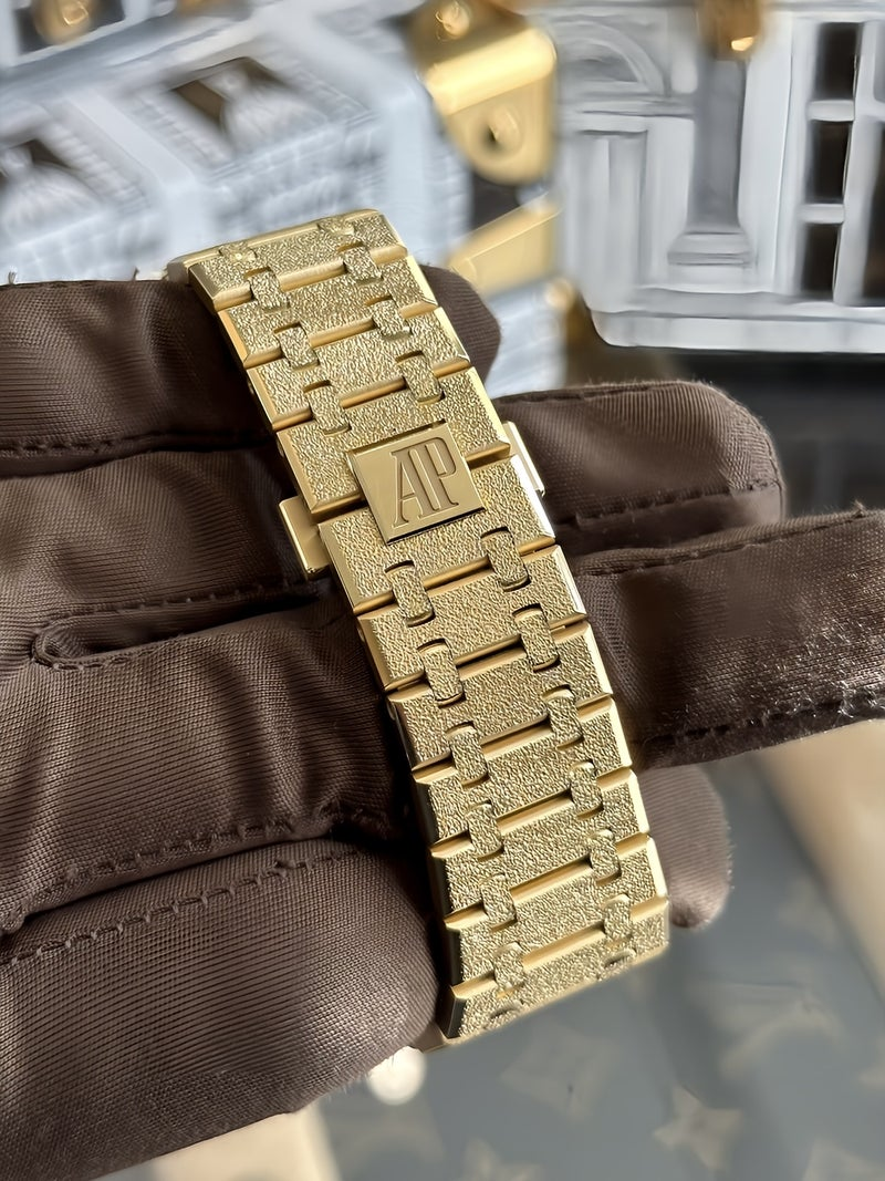 [2026 Mirror Grade]Audemars Piguet Royal Oak 154120R Skeleton Dial, 18K Rose Gold Plated with Rectangular Moissanite Bezel, 1:1  Replica, 41mm