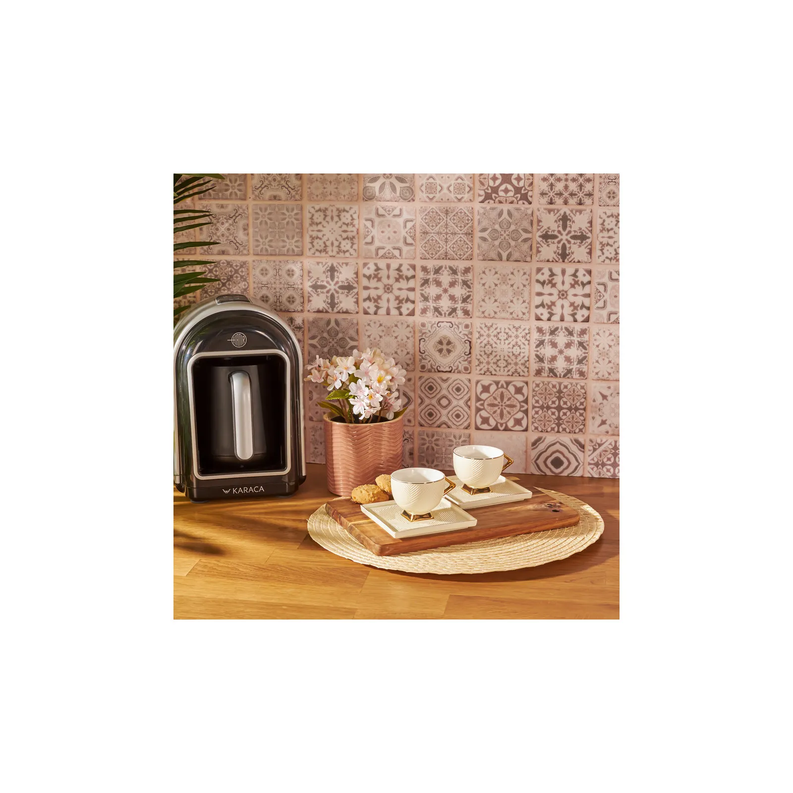 Coffret de tasses à café Karaca Art Deco pour 2 personnes, couleur crème, 90 ml