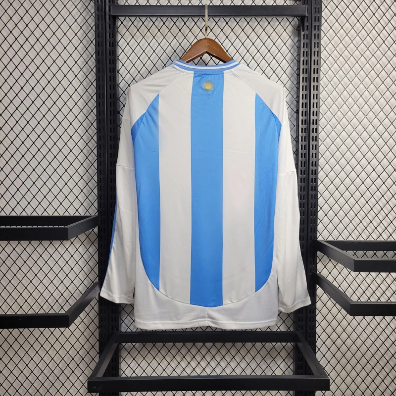 Argentina Soccer Jersey Home Custom Long Sleeve Shirt 2024