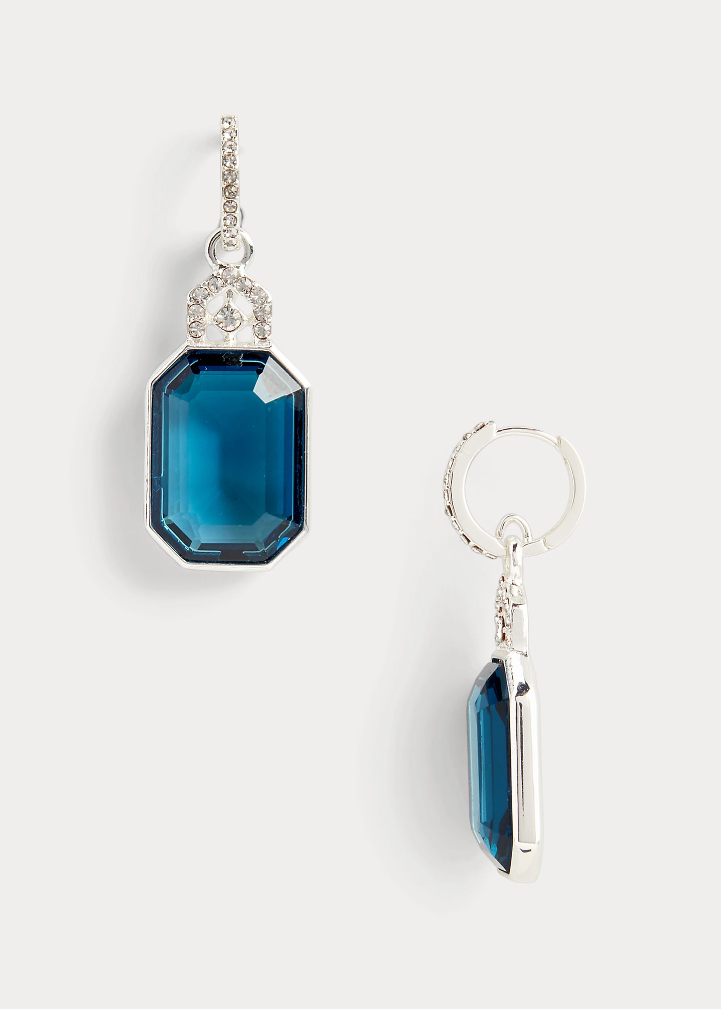 Silver-Tone Pavé Stone Huggie Earrings