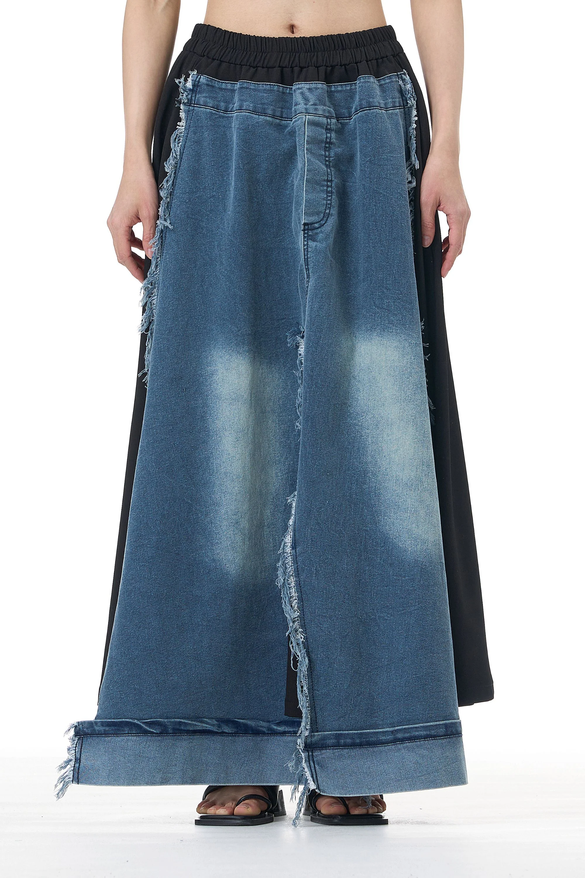Faded Denim Twin Fabric Skirt