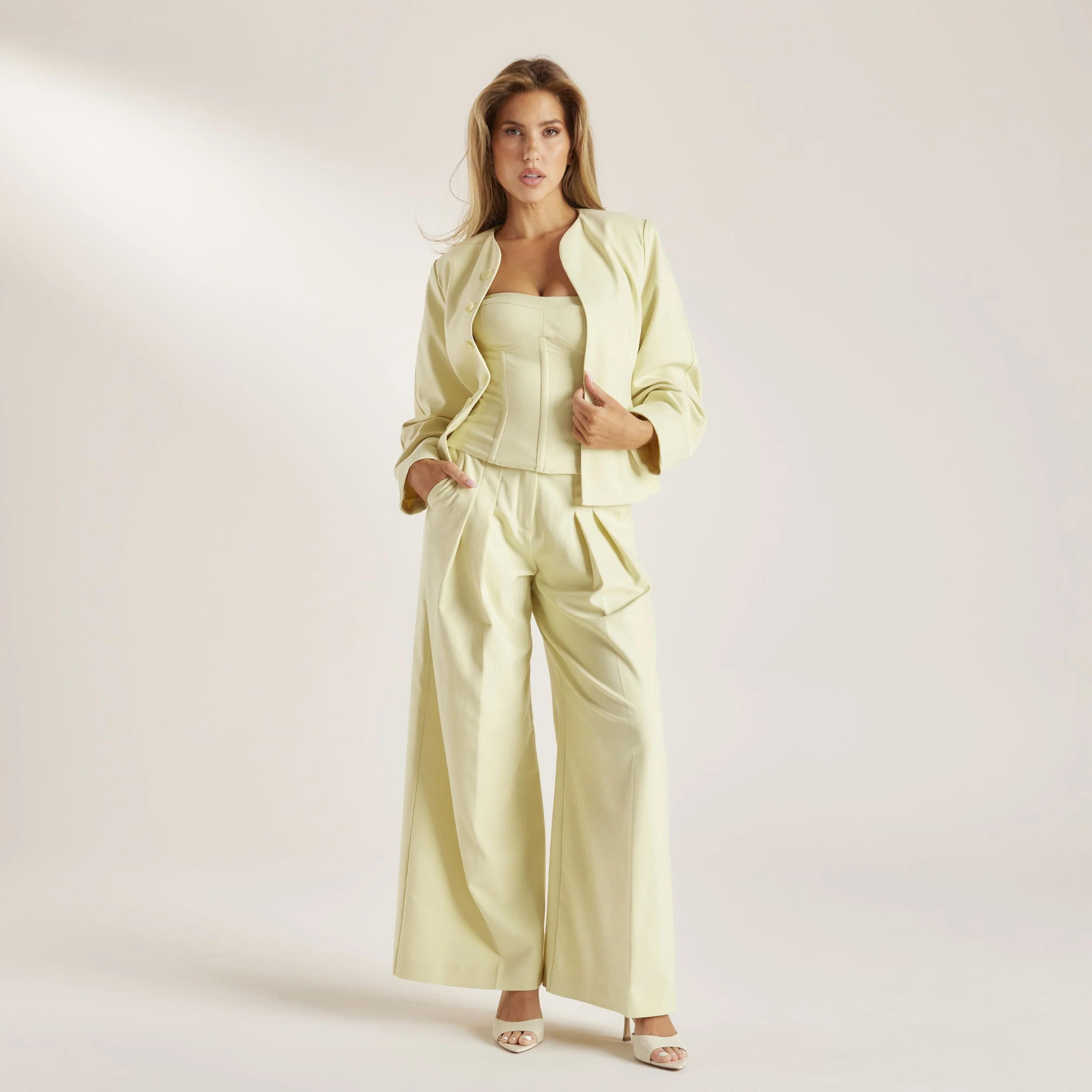 Woven Wide-Leg Pants - Buttermilk